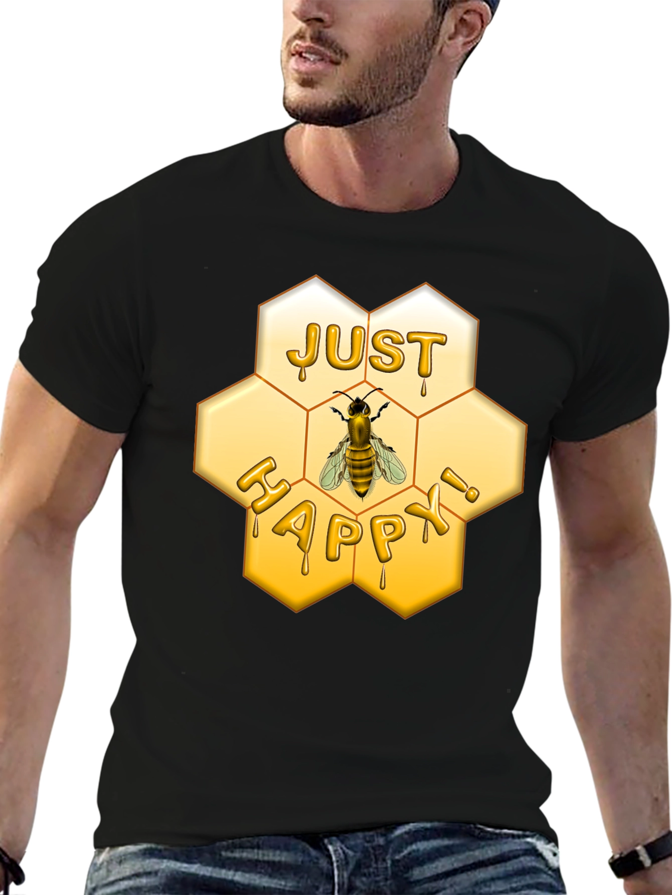 Just Happy Bee Honeycomb T-Shirt