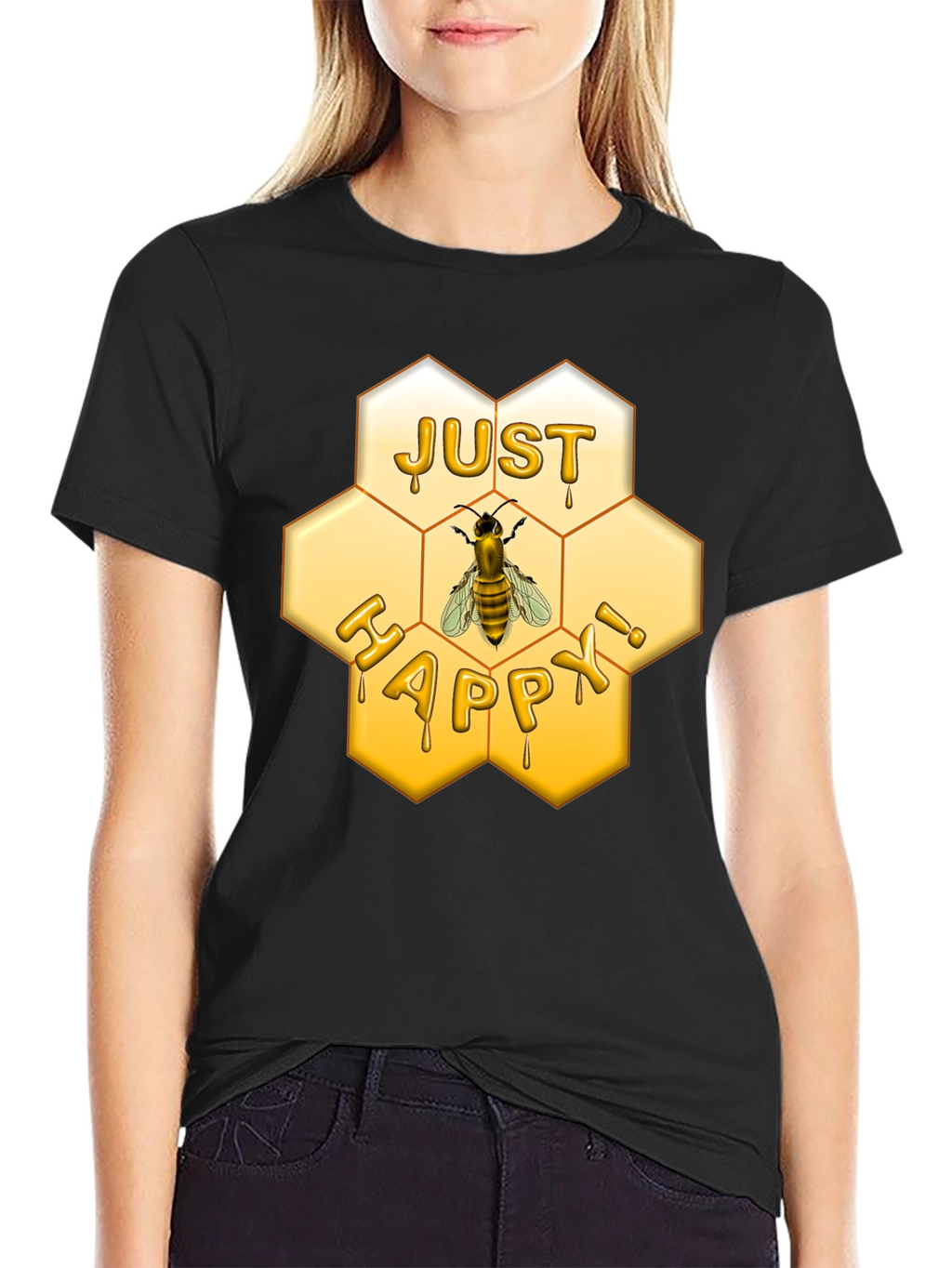 Just Happy Bee Honeycomb T-Shirt