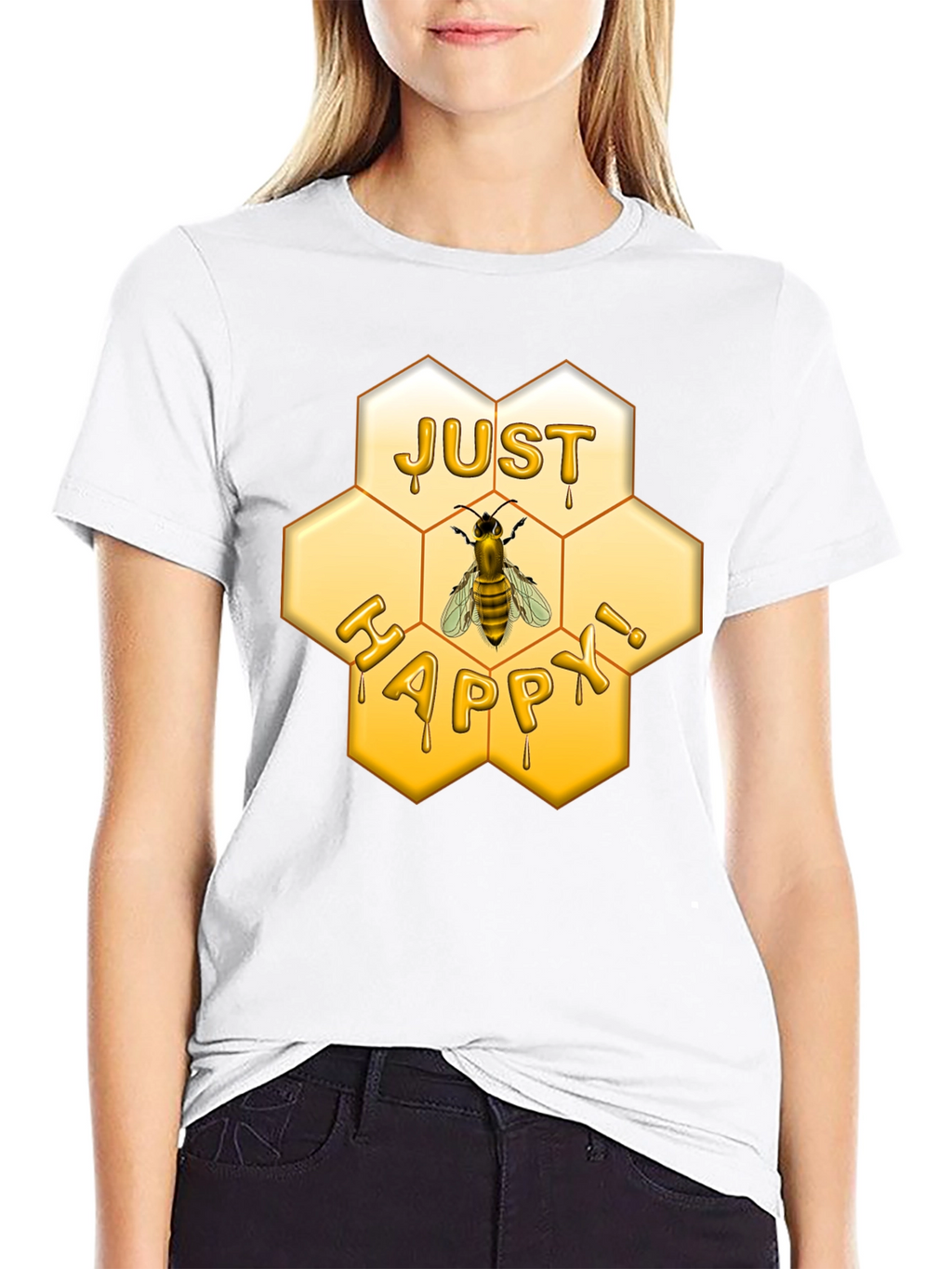 Just Happy Bee Honeycomb T-Shirt