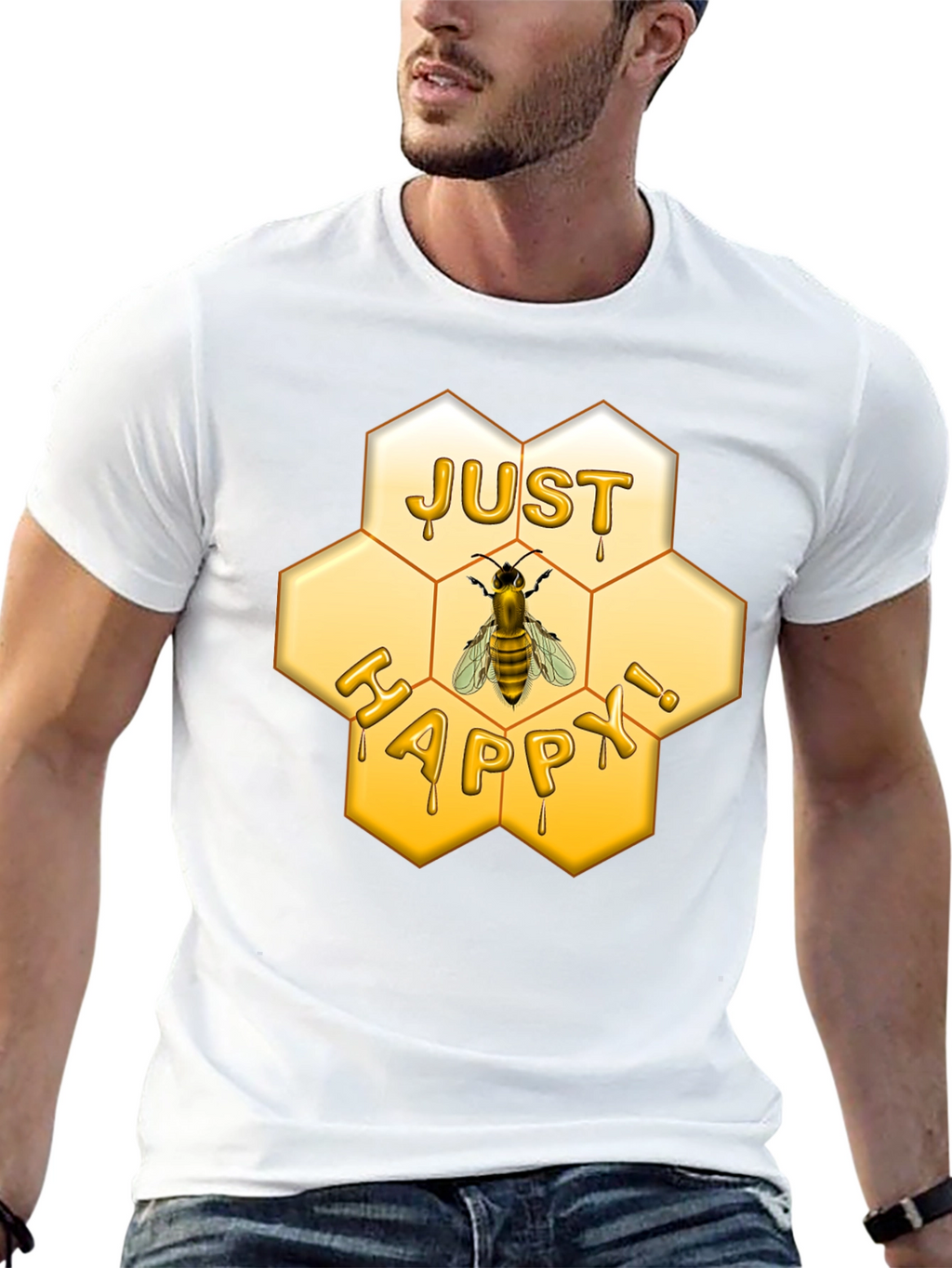 Just Happy Bee Honeycomb T-Shirt