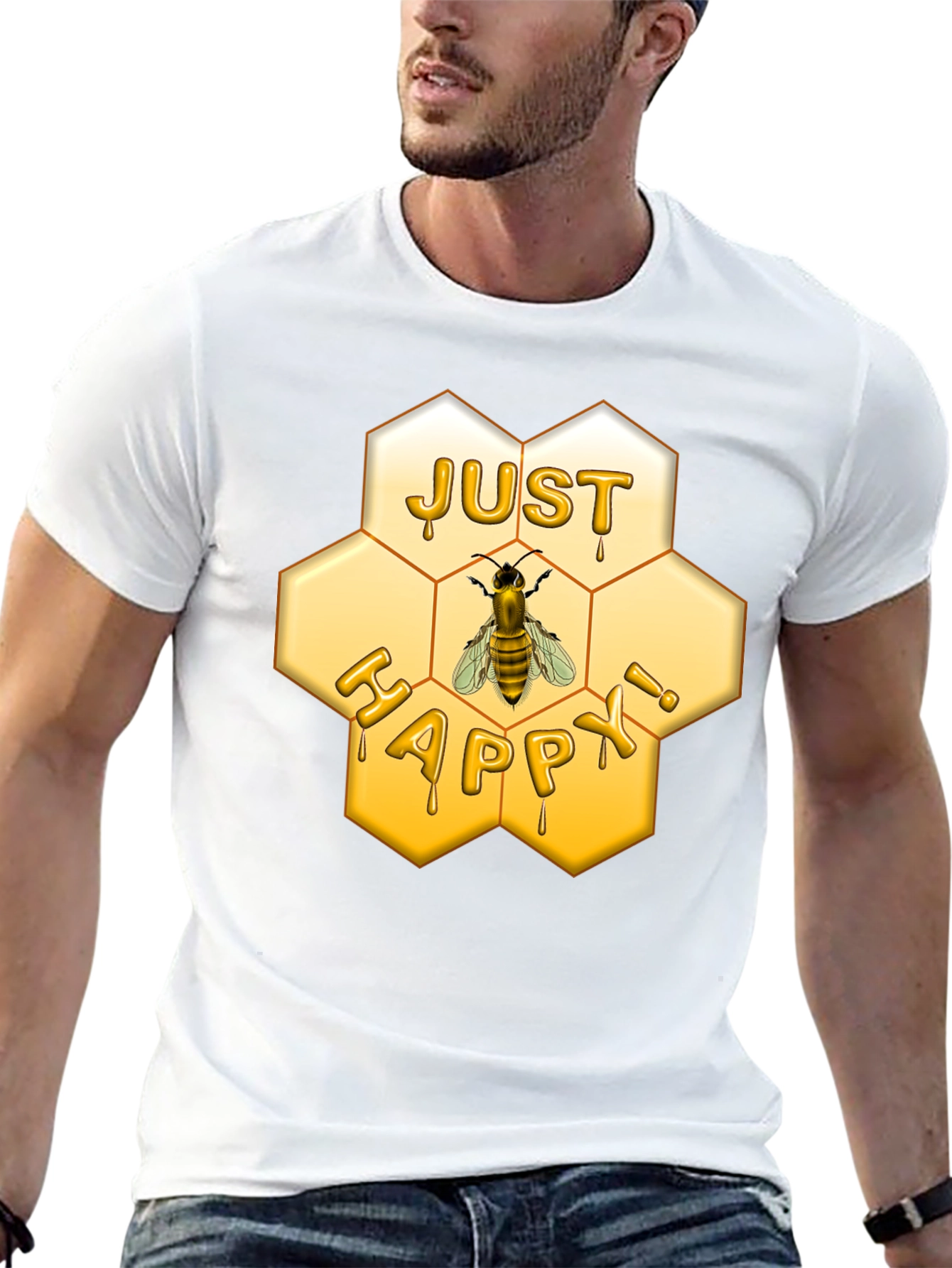 Just Happy Bee Honeycomb T-Shirt
