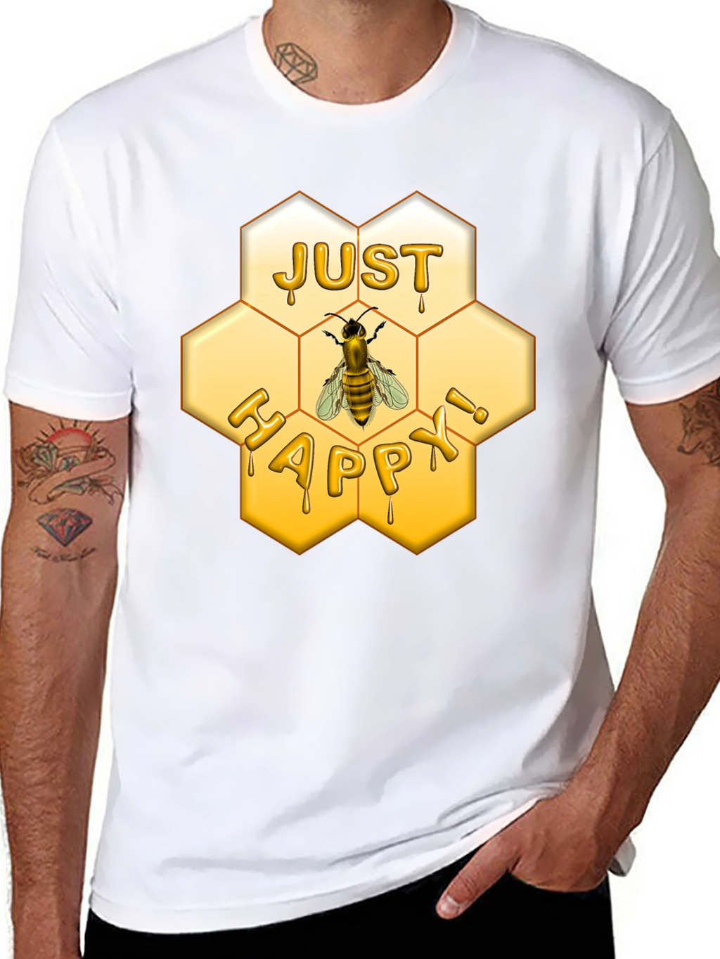 Just Happy Bee Honeycomb T-Shirt