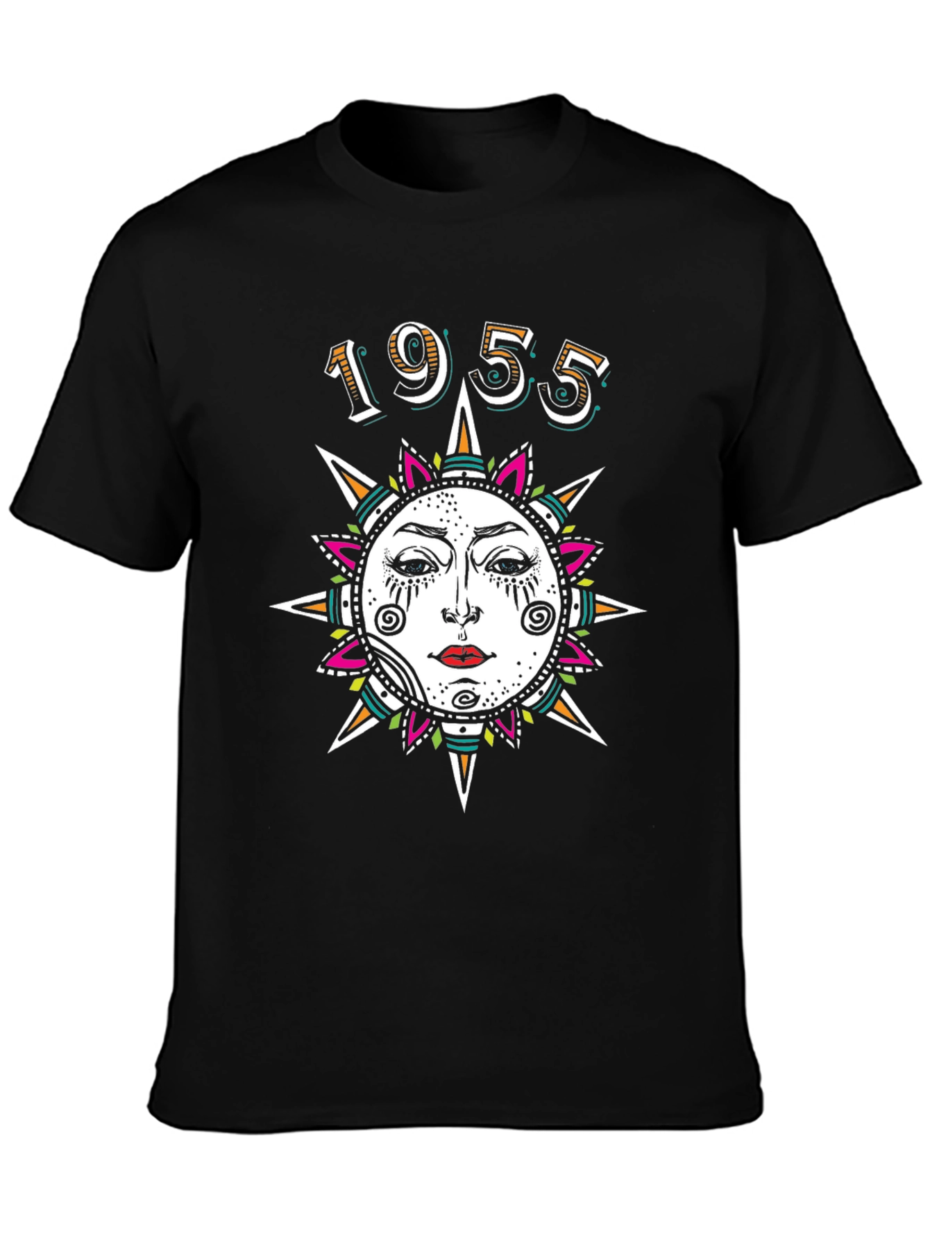 1955 Sun Face Graphic Tee - Unique Vintage Style