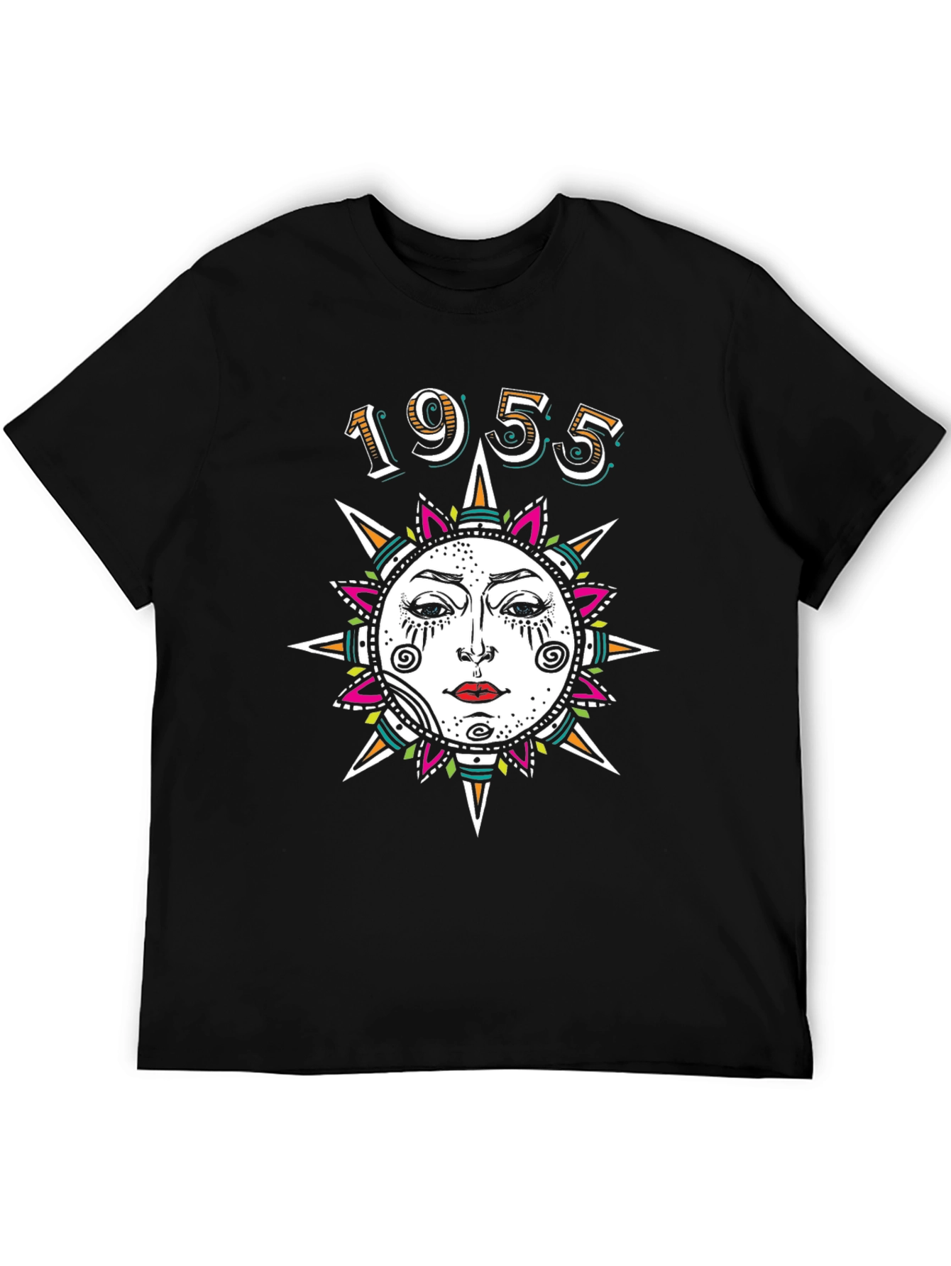 1955 Sun Face Graphic Tee - Unique Vintage Style