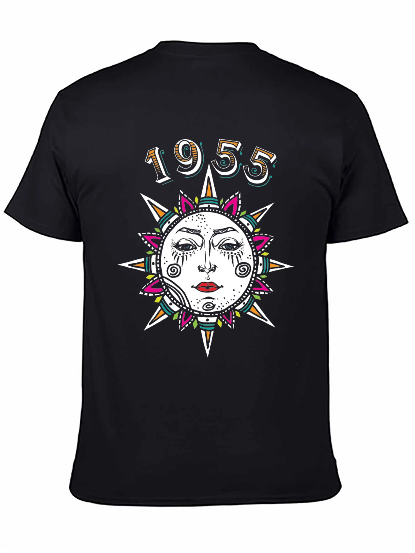 1955 Sun Face Graphic Tee - Unique Vintage Style