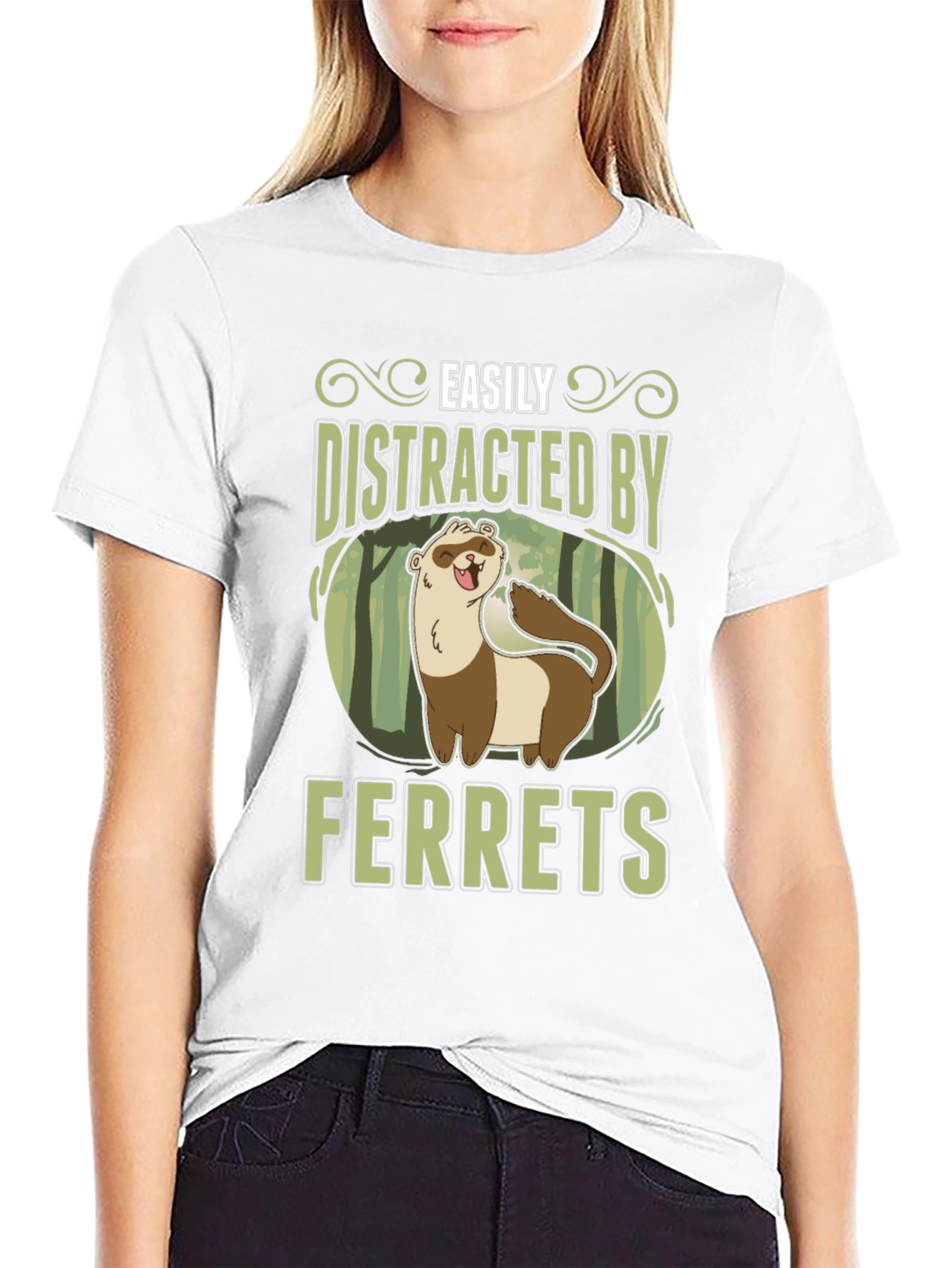 Easily Distracted by Ferrets Black T-Shirt