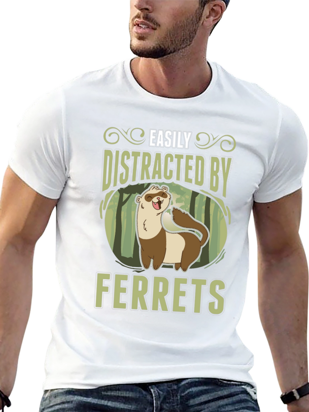Easily Distracted by Ferrets Black T-Shirt