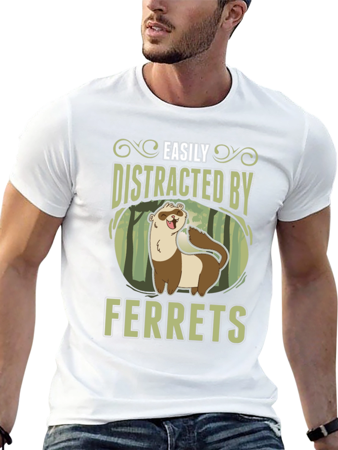 Easily Distracted by Ferrets Black T-Shirt