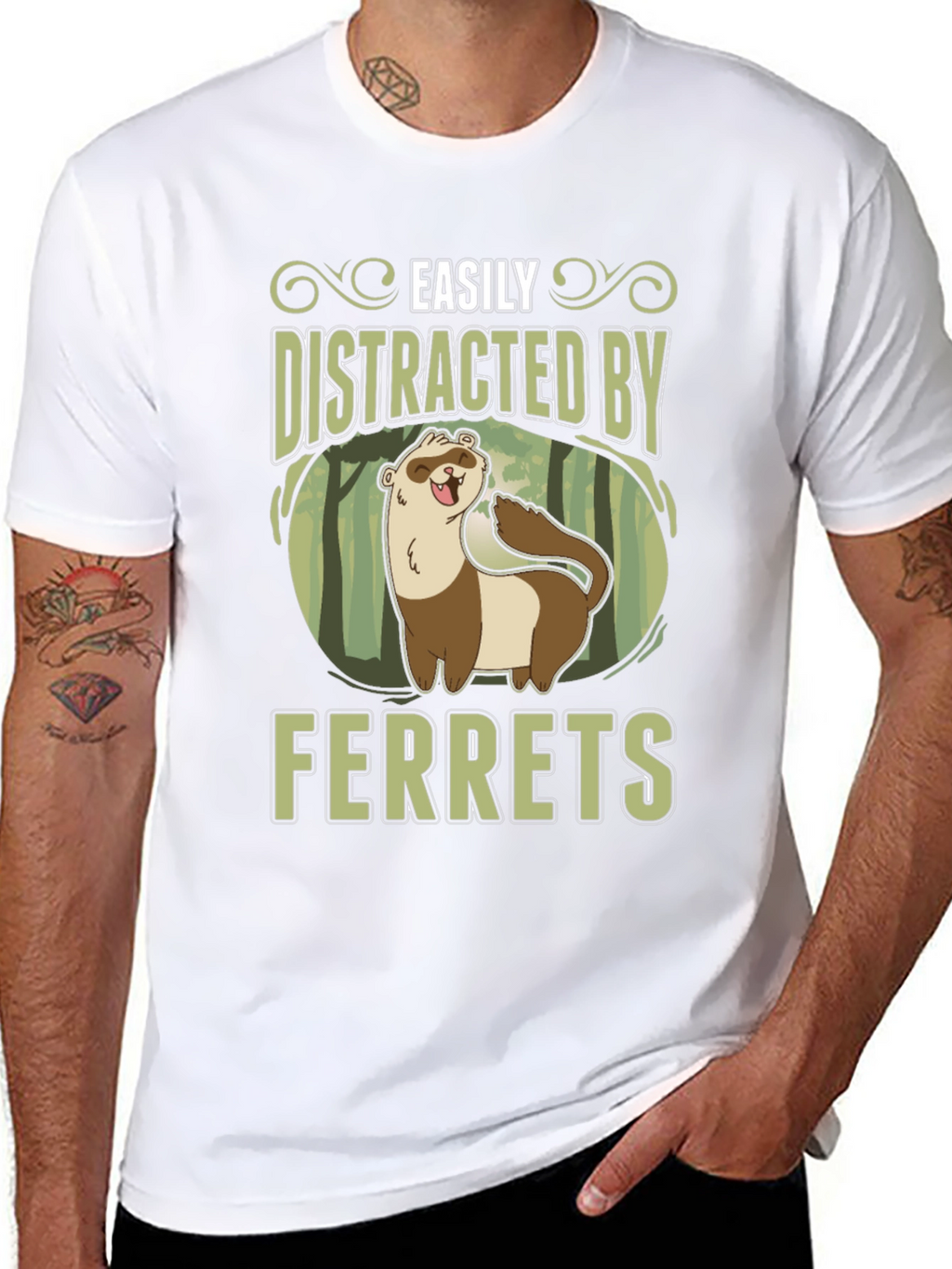 Easily Distracted by Ferrets Black T-Shirt