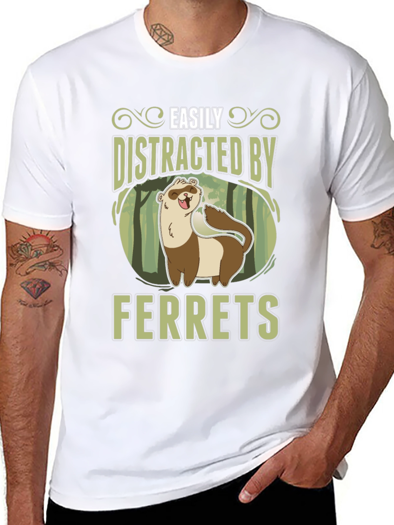 Easily Distracted by Ferrets Black T-Shirt