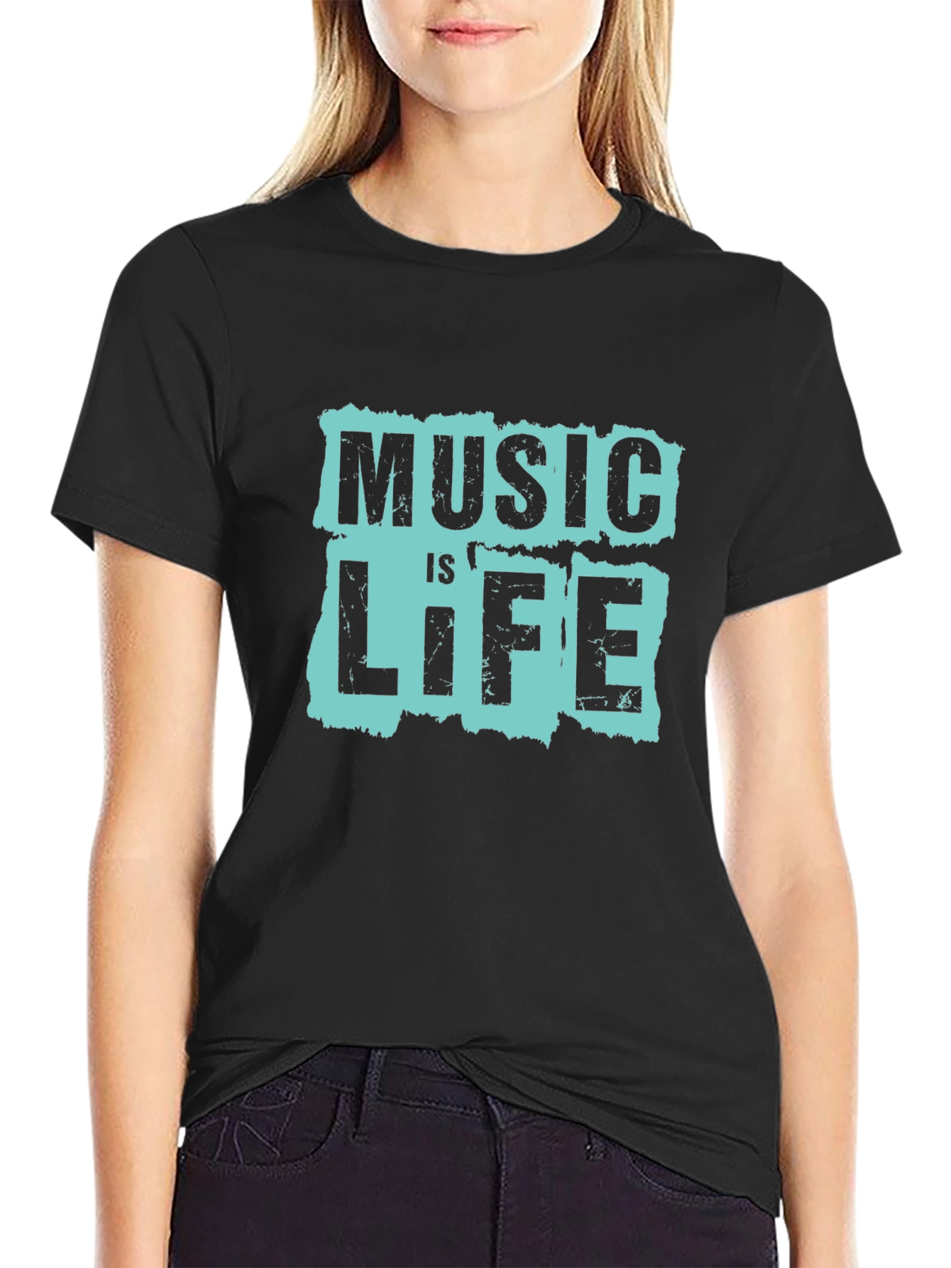 Music is Life Graphic Tee - Black