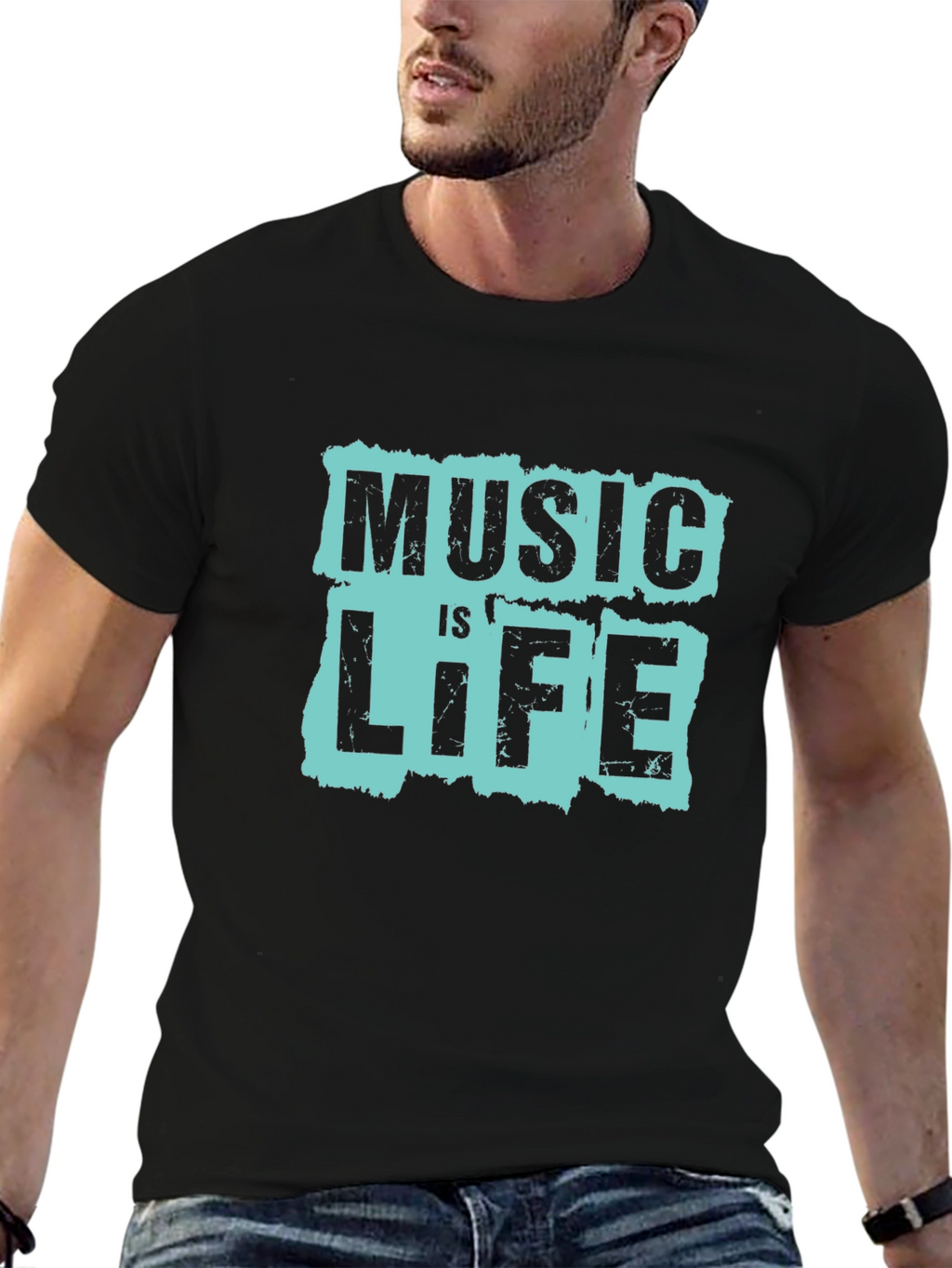 Music is Life Graphic Tee - Black