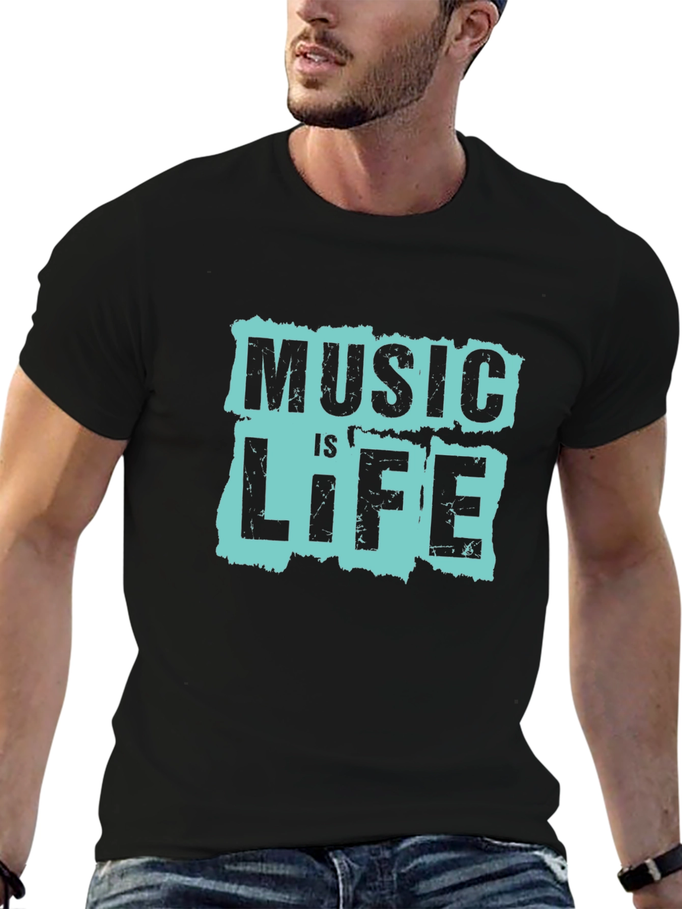 Music is Life Graphic Tee - Black