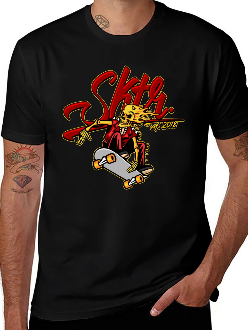 Skate Skeleton Graphic Tee - Cool Skateboard Design