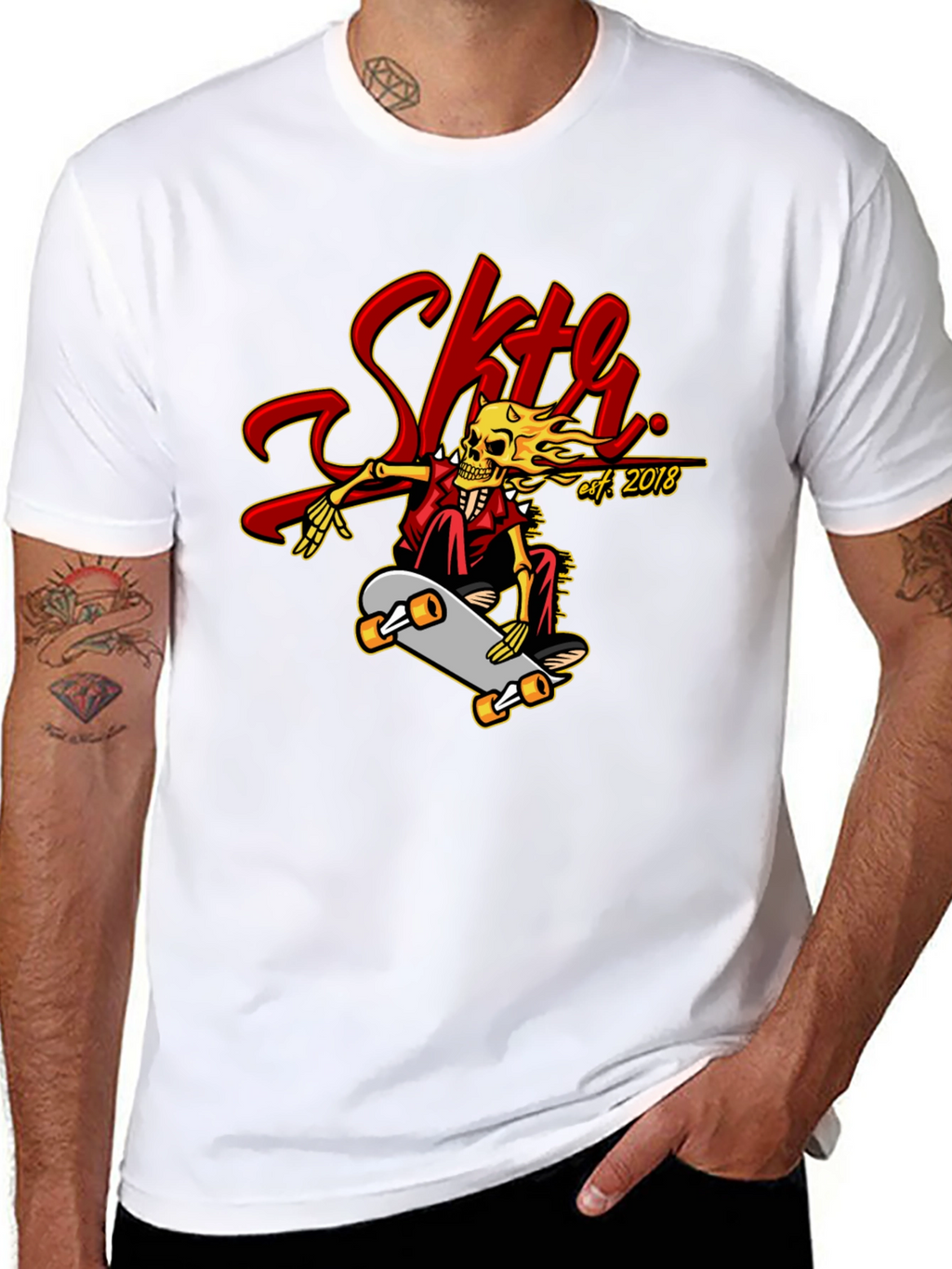 Skate Skeleton Graphic Tee - Cool Skateboard Design