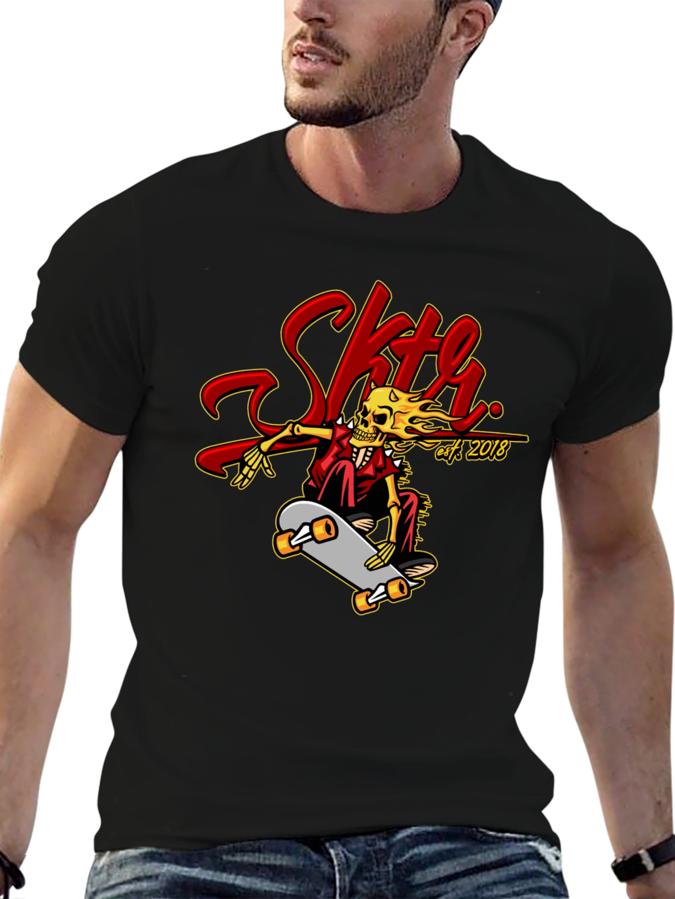 Skate Skeleton Graphic Tee - Cool Skateboard Design