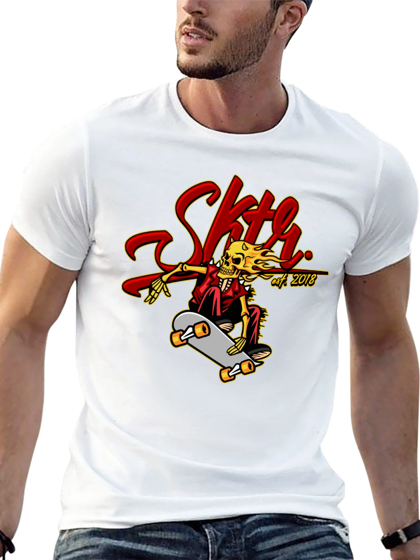 Skate Skeleton Graphic Tee - Cool Skateboard Design