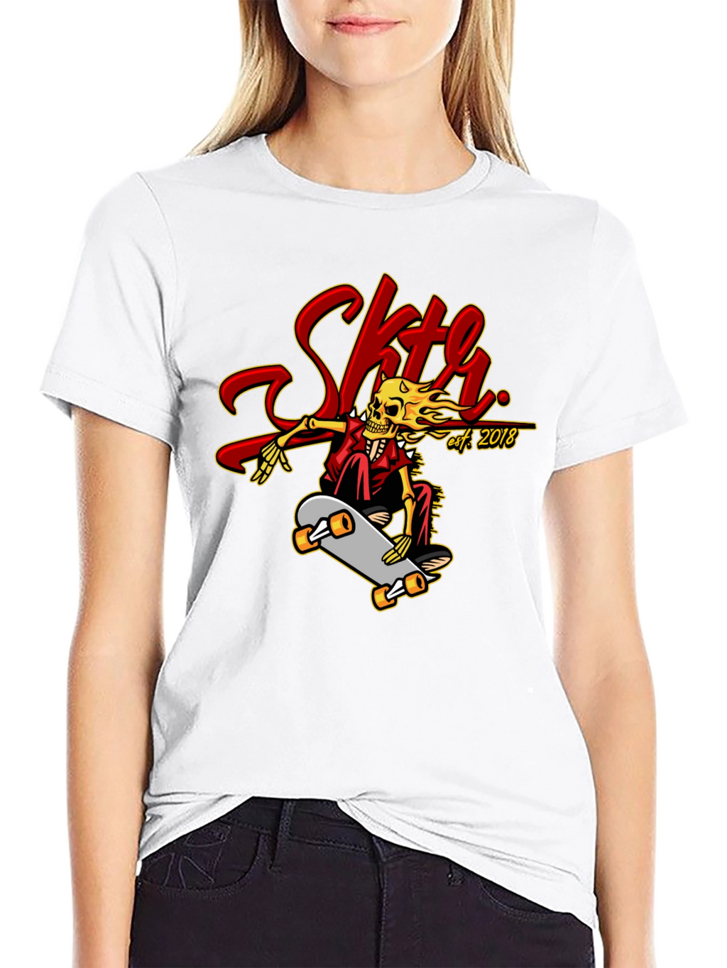 Skate Skeleton Graphic Tee - Cool Skateboard Design
