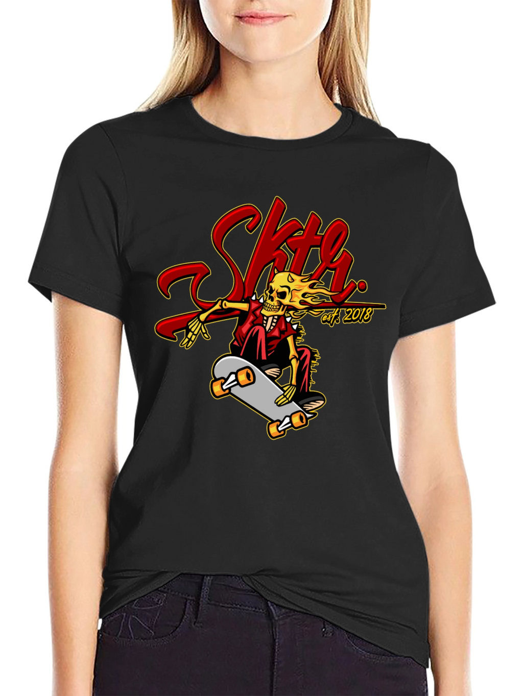 Skate Skeleton Graphic Tee - Cool Skateboard Design