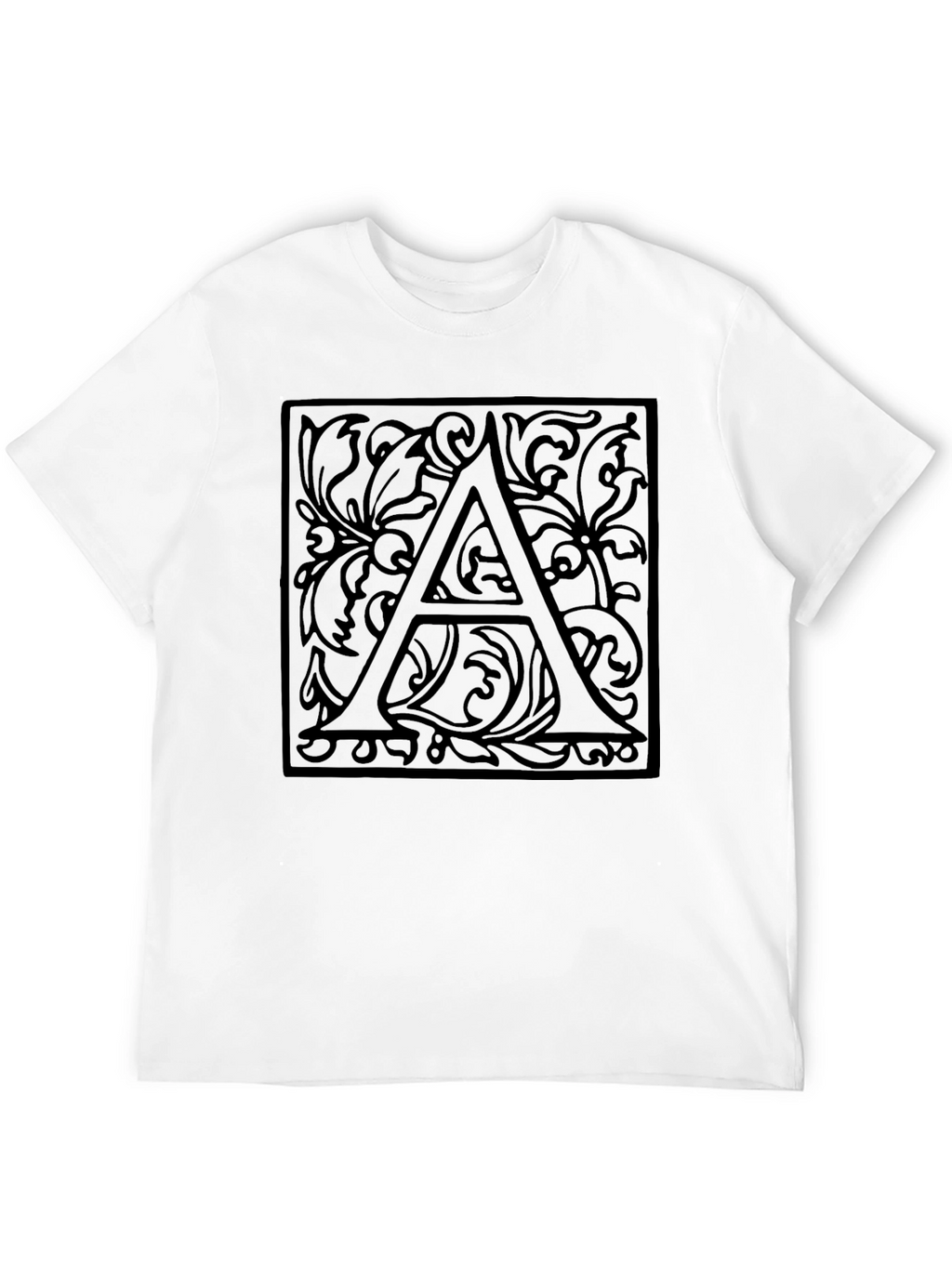 Ornate Letter A Black Graphic Tee