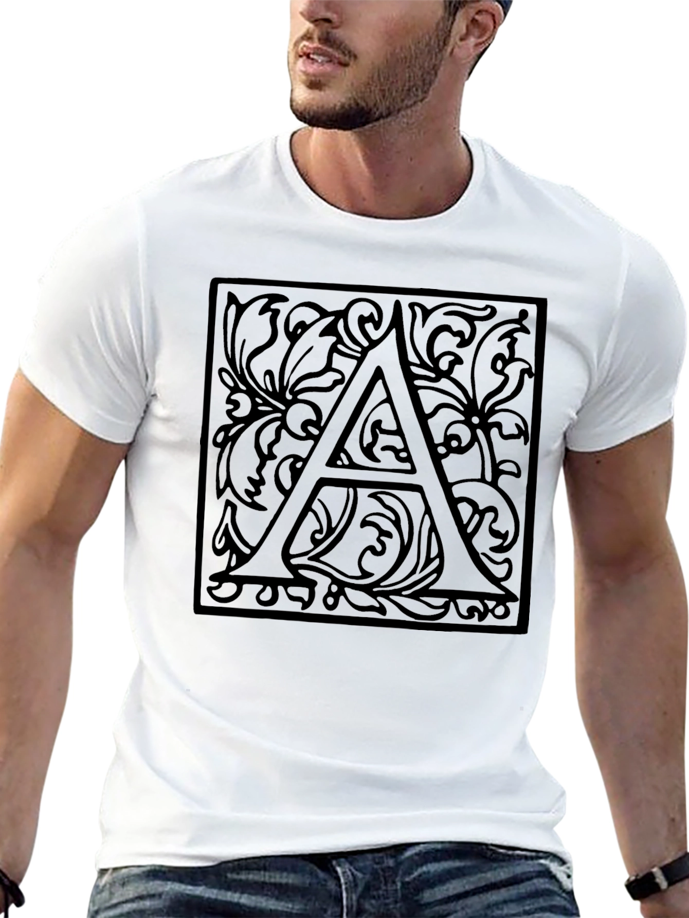Ornate Letter A Black Graphic Tee