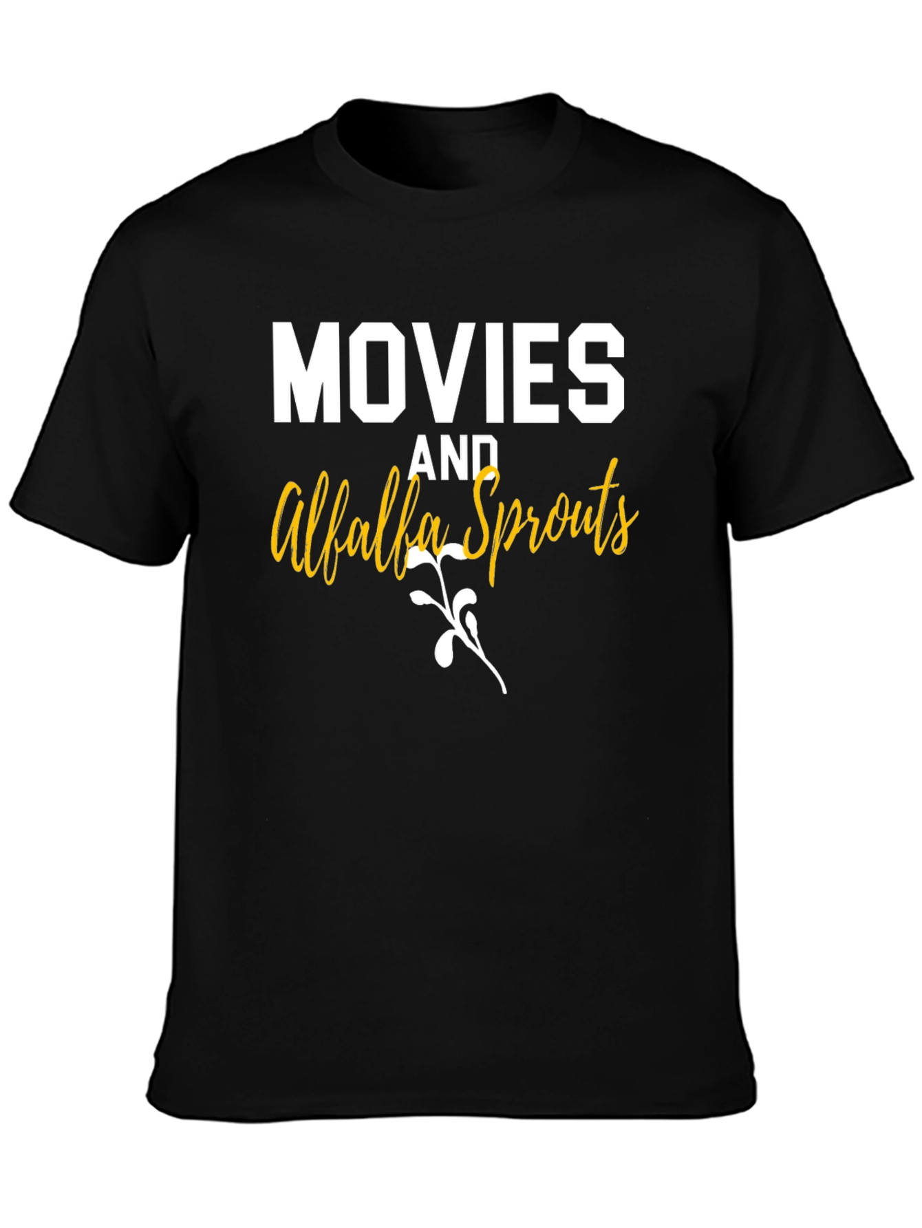 Movies and Alfalfa Sprouts Black Graphic T-Shirt