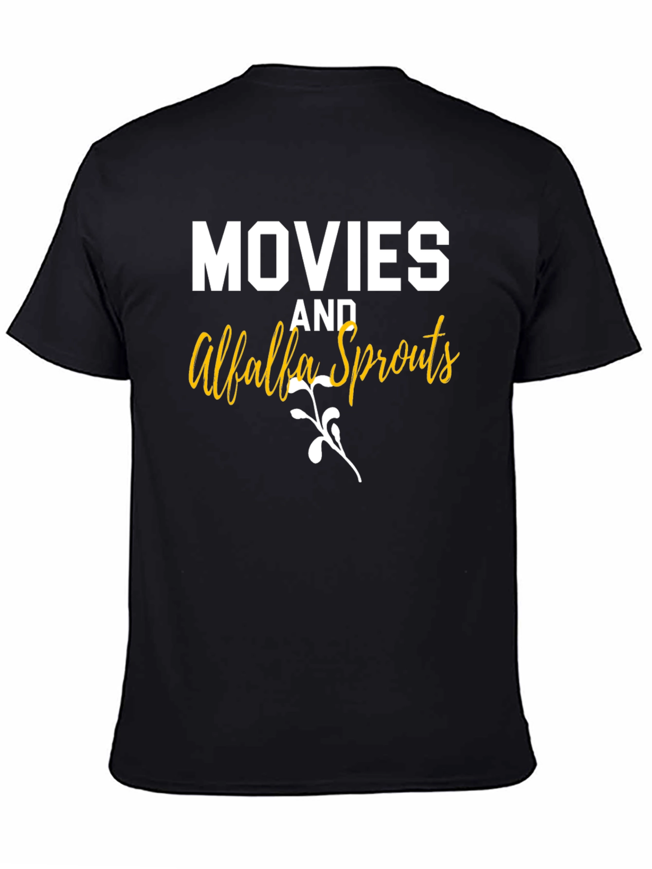 Movies and Alfalfa Sprouts Black Graphic T-Shirt