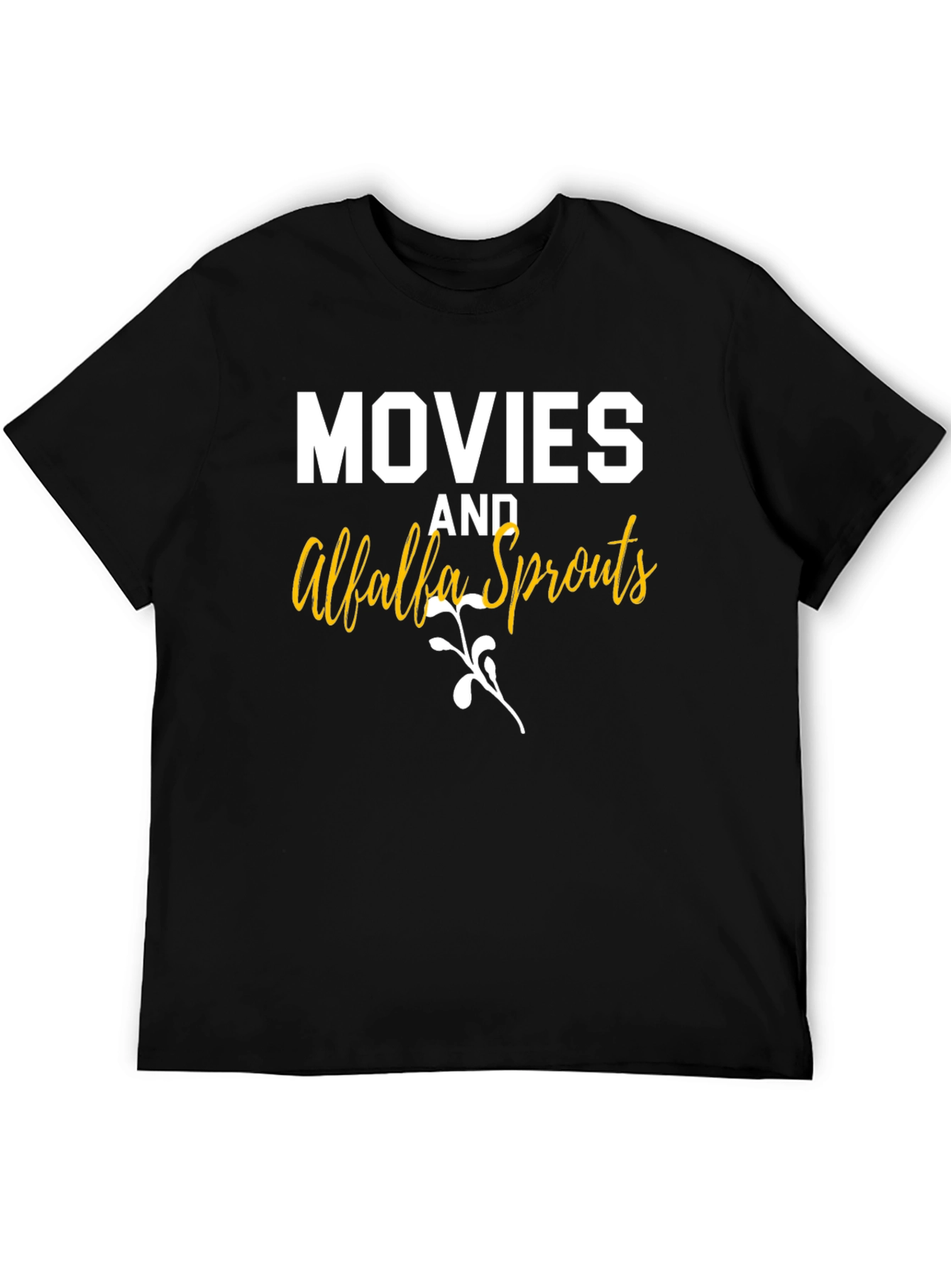 Movies and Alfalfa Sprouts Black Graphic T-Shirt