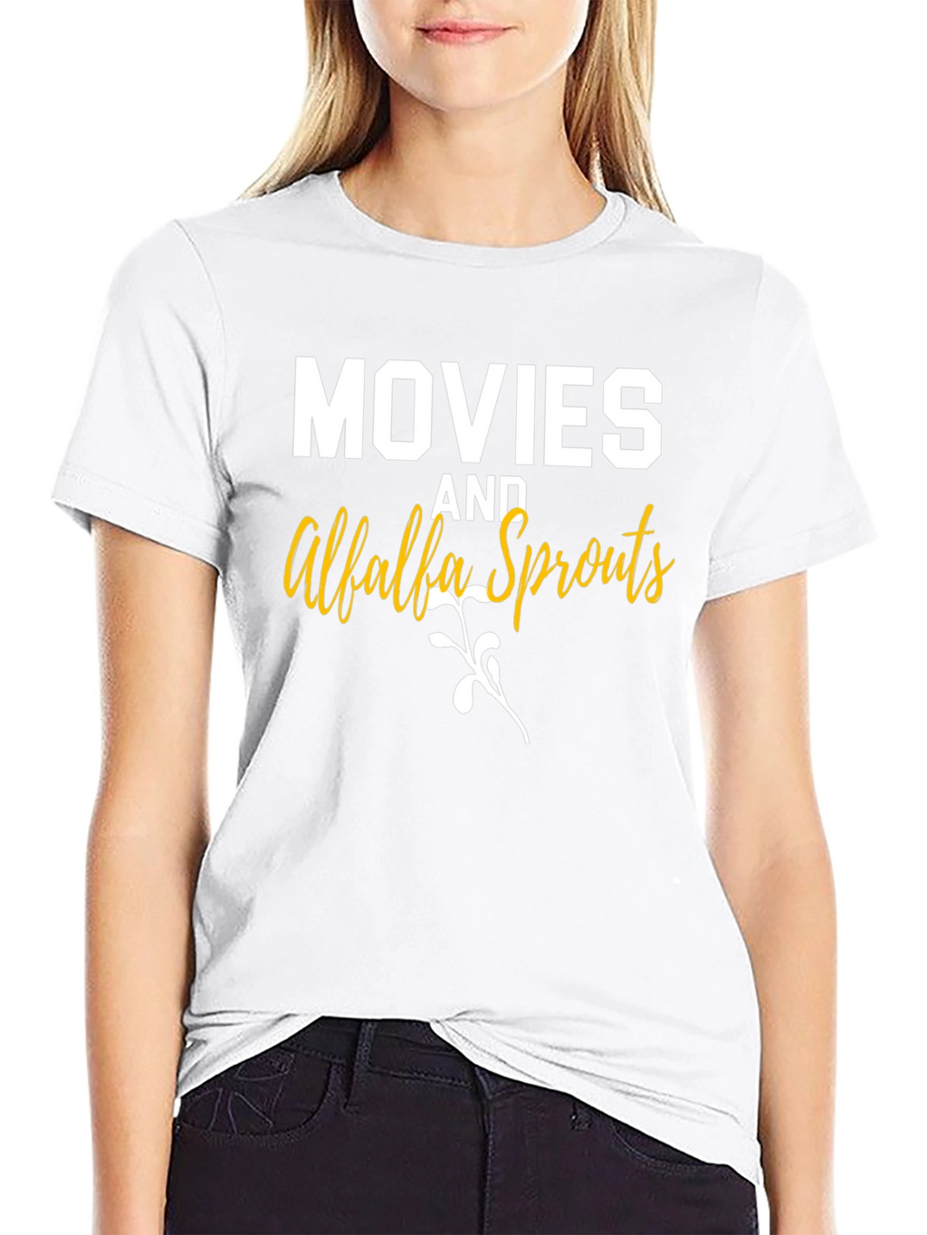 Movies and Alfalfa Sprouts Black Graphic T-Shirt