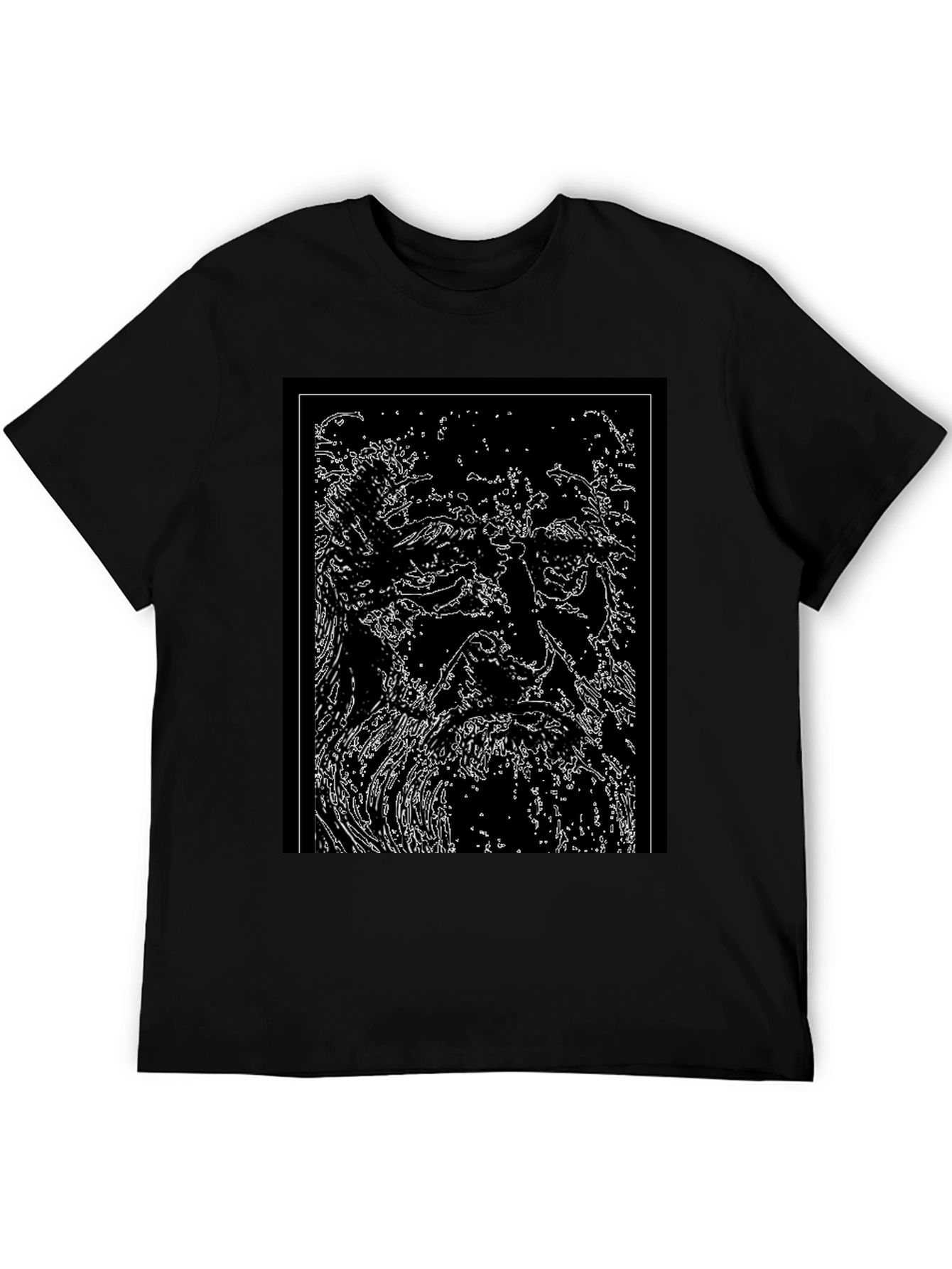 Abstract Face Graphic Black T-Shirt