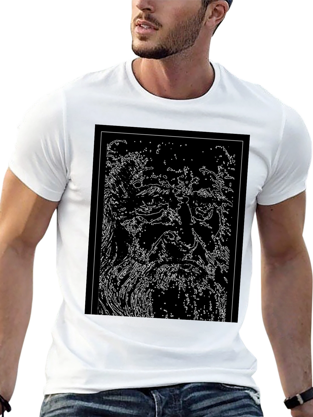 Abstract Face Graphic Black T-Shirt