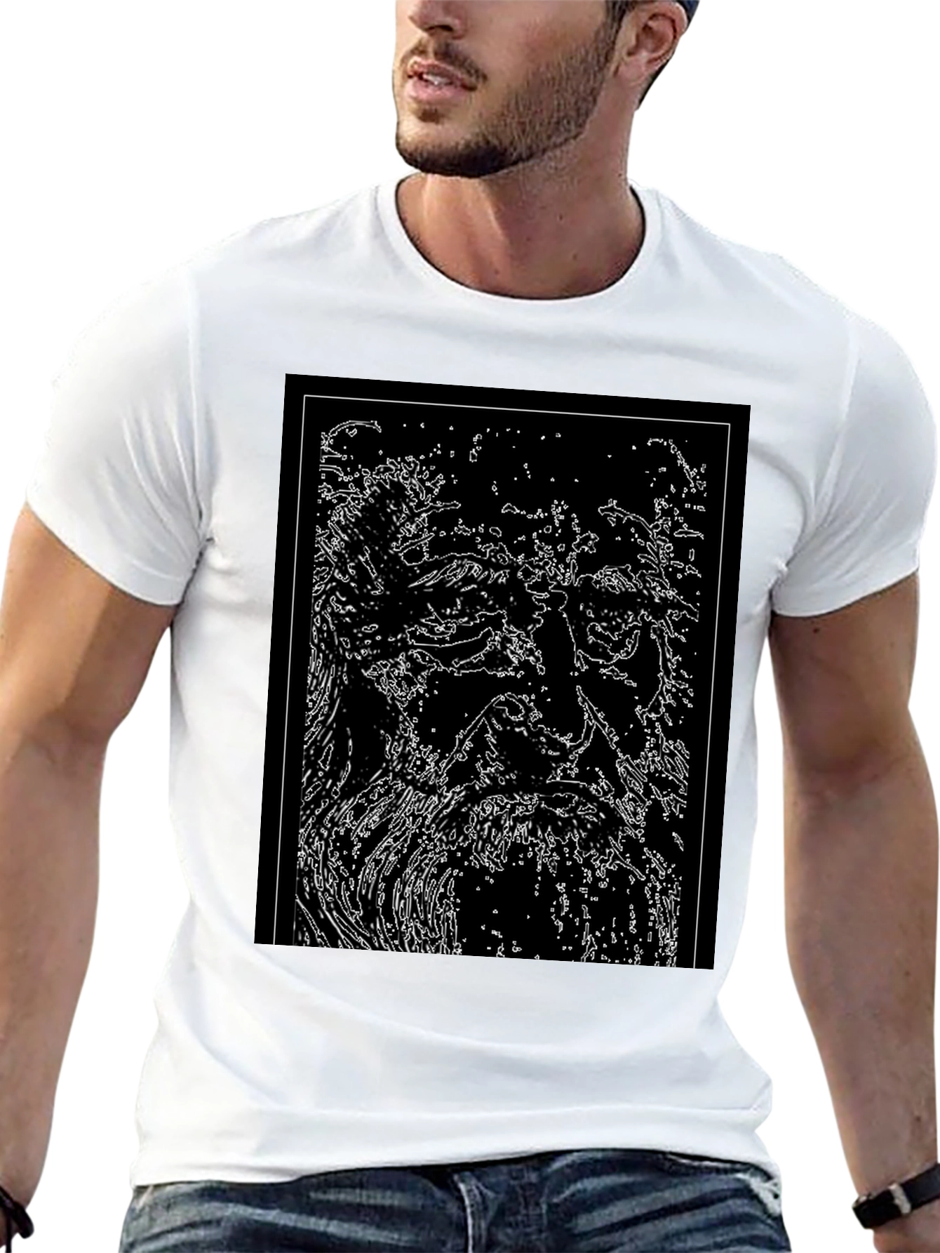 Abstract Face Graphic Black T-Shirt