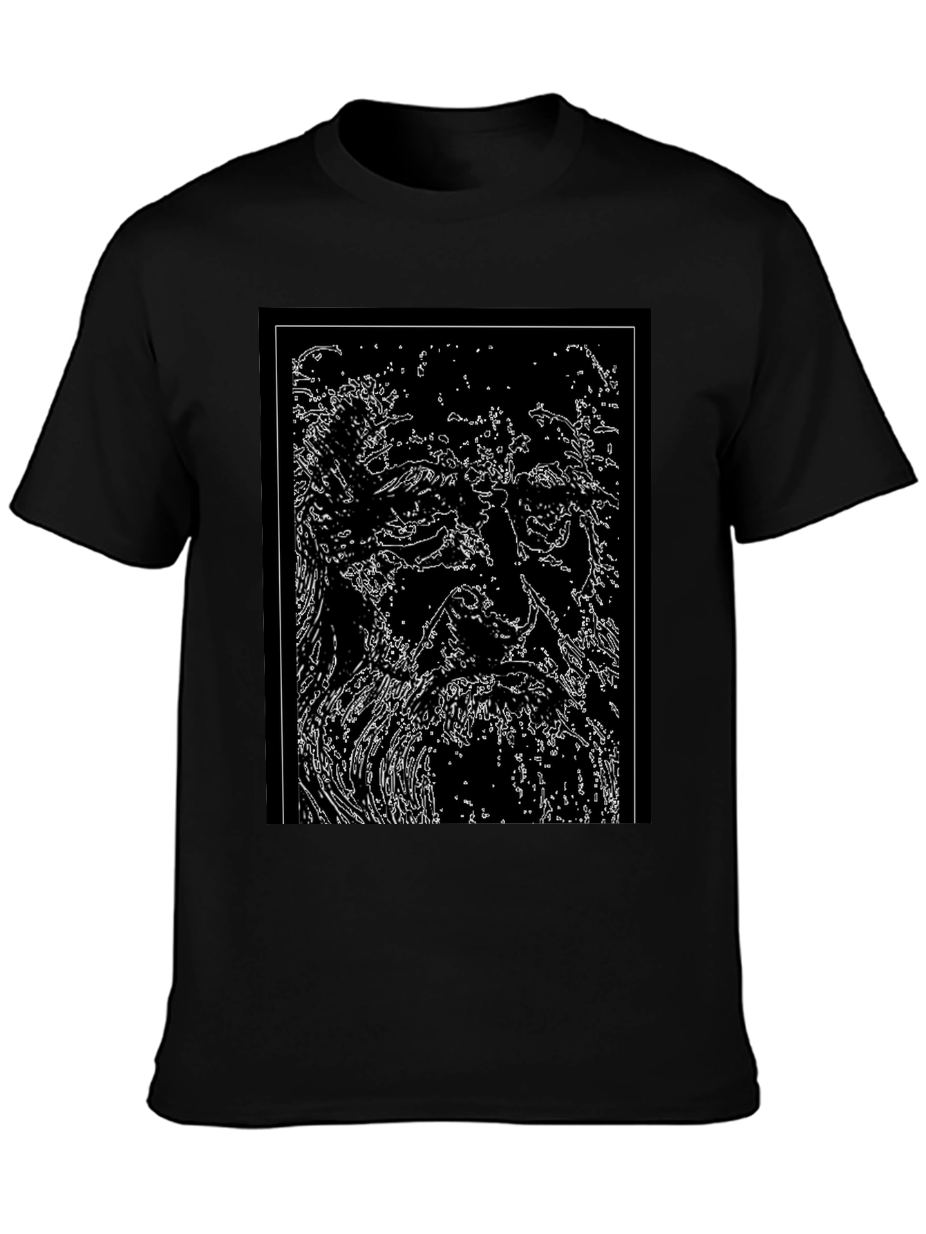 Abstract Face Graphic Black T-Shirt