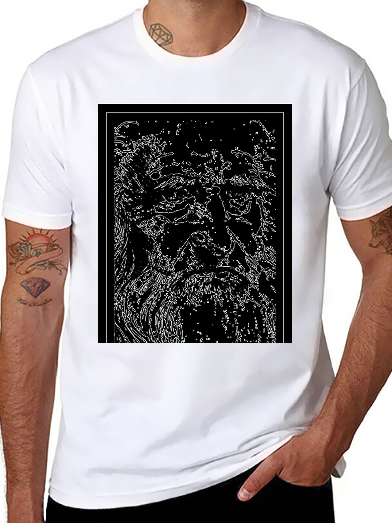 Abstract Face Graphic Black T-Shirt