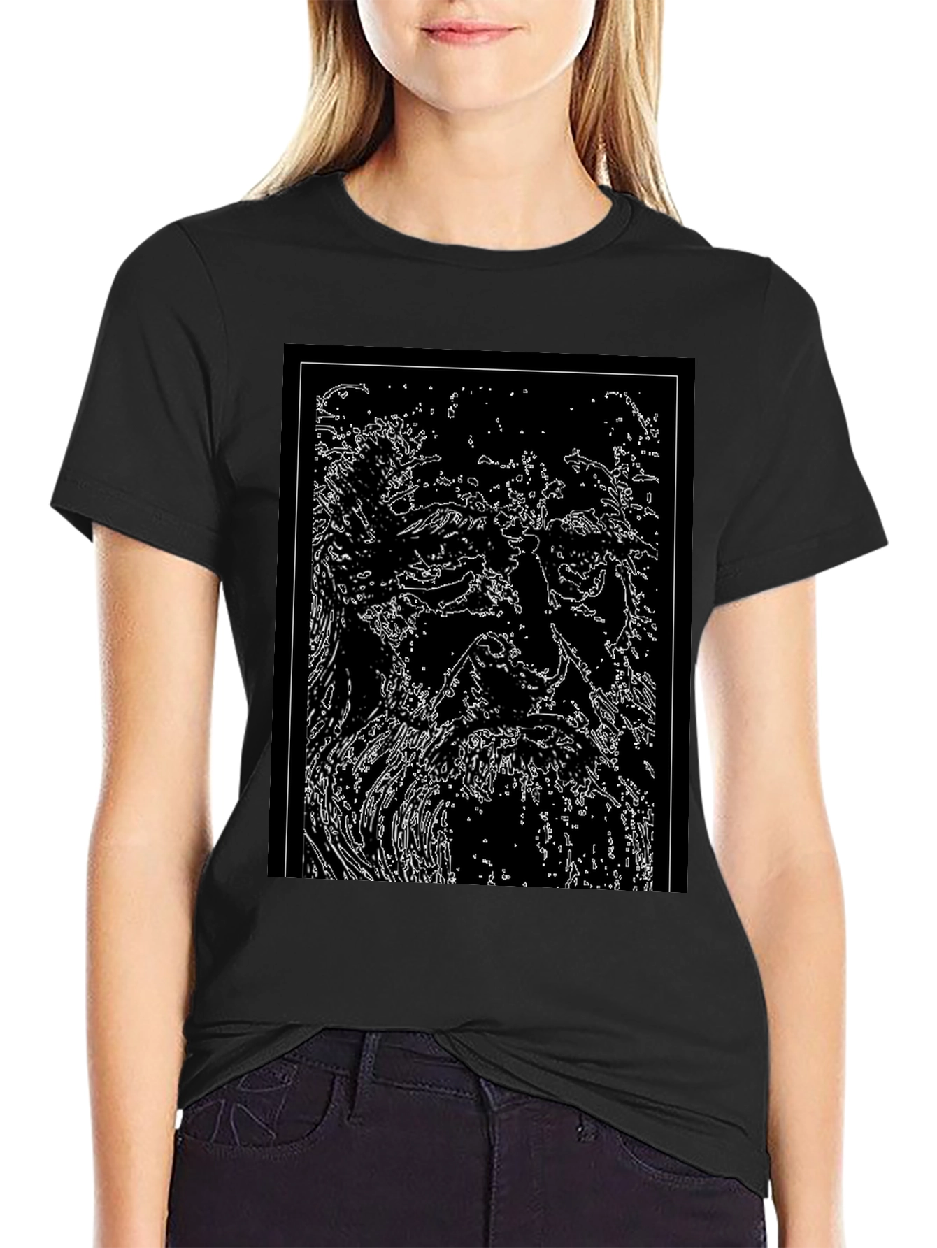 Abstract Face Graphic Black T-Shirt