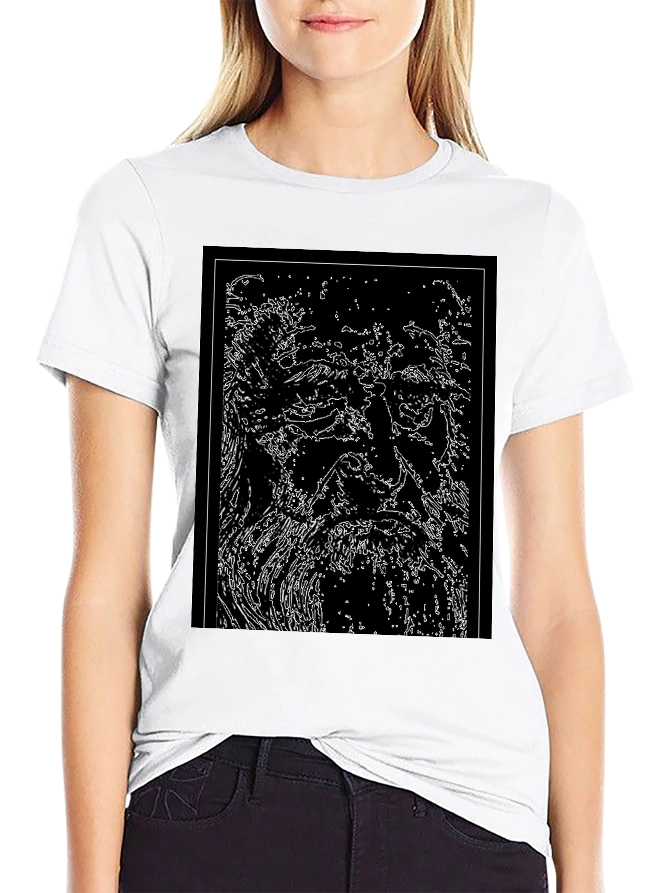Abstract Face Graphic Black T-Shirt