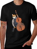Cool Cat Bassist Black T-Shirt