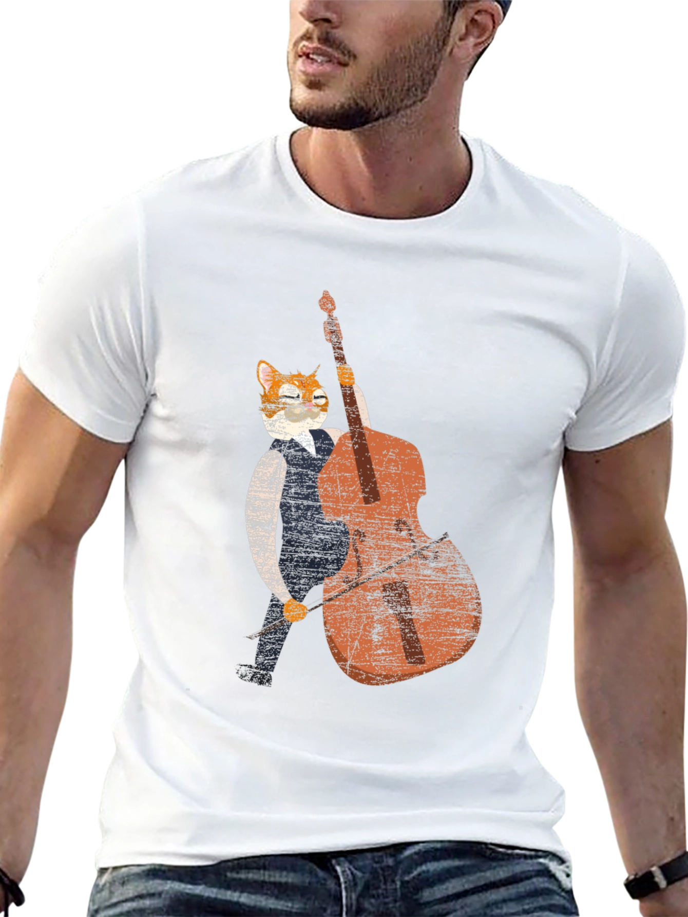 Cool Cat Bassist Black T-Shirt