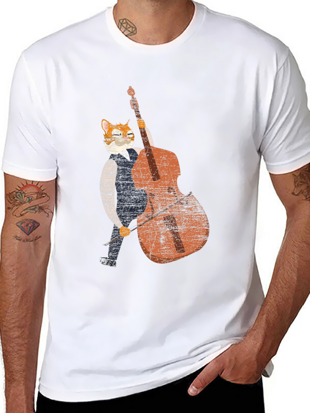Cool Cat Bassist Black T-Shirt