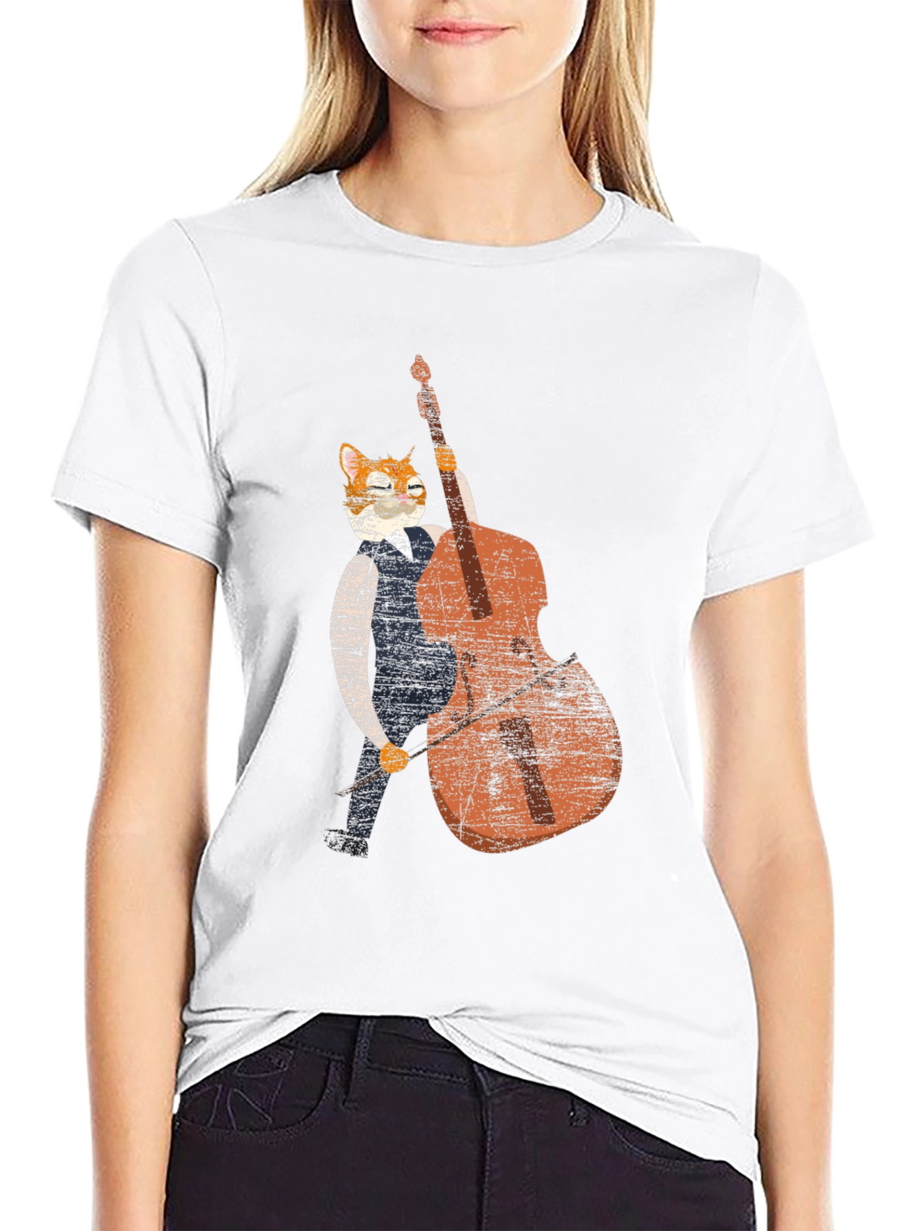 Cool Cat Bassist Black T-Shirt