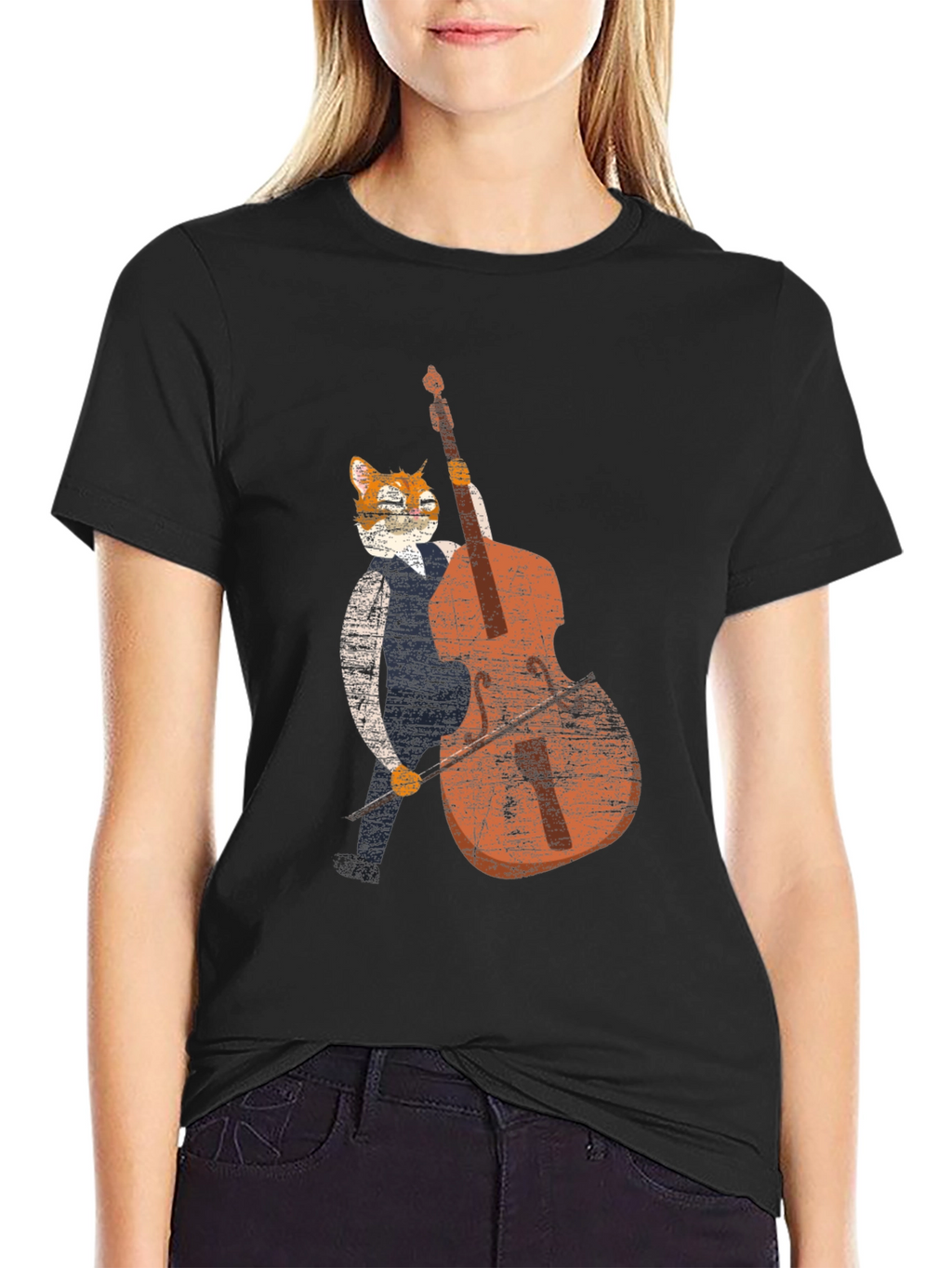 Cool Cat Bassist Black T-Shirt