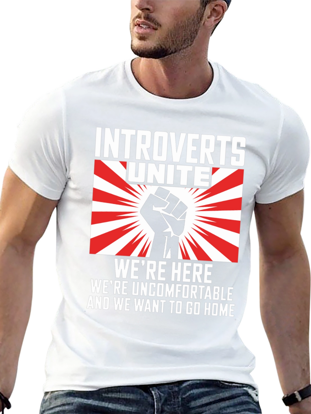 Introverts Unite Graphic T-Shirt - Were Here Uncomfortable!