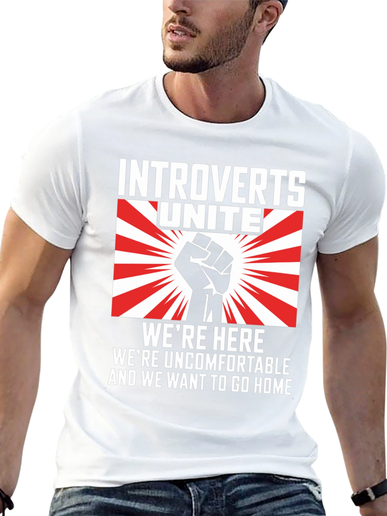 Introverts Unite Graphic T-Shirt - Were Here Uncomfortable!