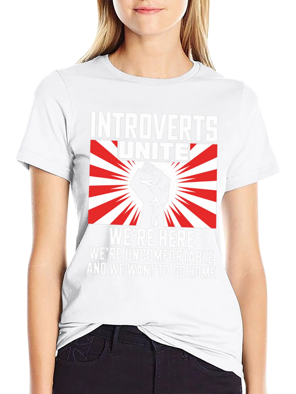 Introverts Unite Graphic T-Shirt - Were Here Uncomfortable!