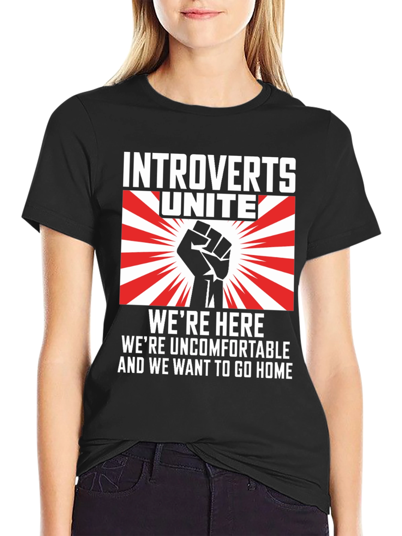 Introverts Unite Graphic T-Shirt - Were Here Uncomfortable!