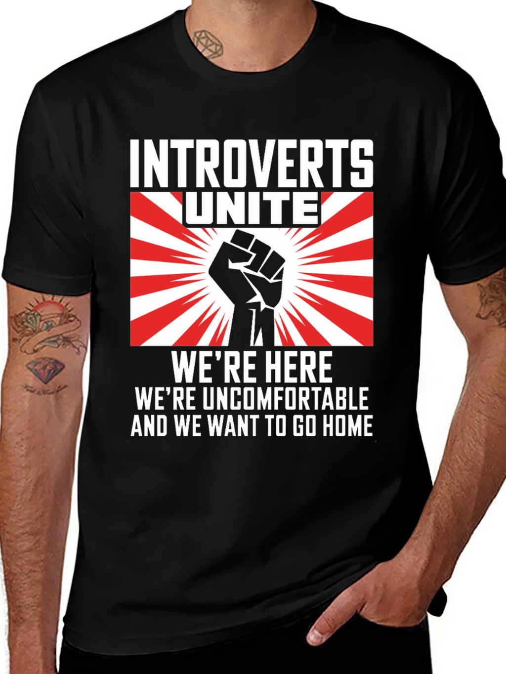 Introverts Unite Graphic T-Shirt - Were Here Uncomfortable!
