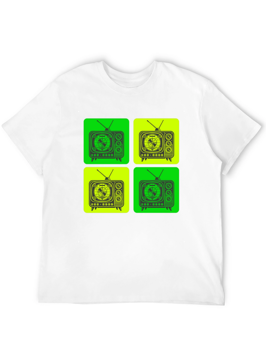 Retro TV Pattern T-Shirt - Black