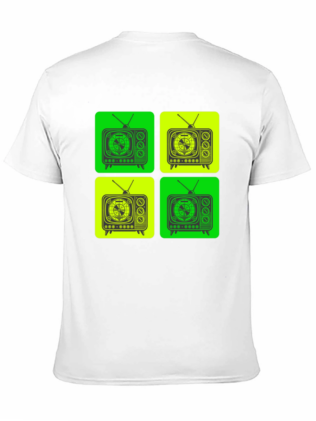 Retro TV Pattern T-Shirt - Black