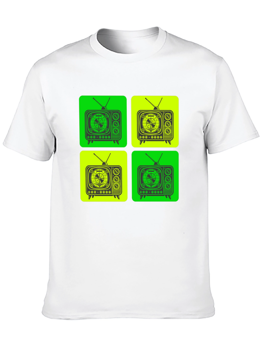 Retro TV Pattern T-Shirt - Black