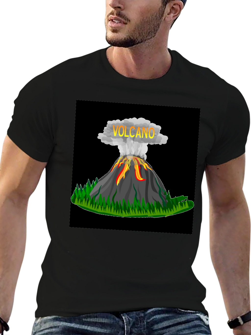 Volcano Graphic Black T-Shirt - Bold & Unique Design